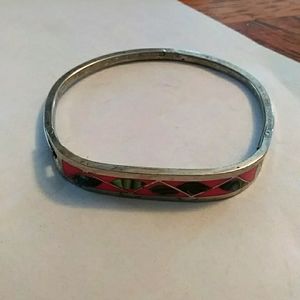 Sterling abolone and pink bracelet size 7